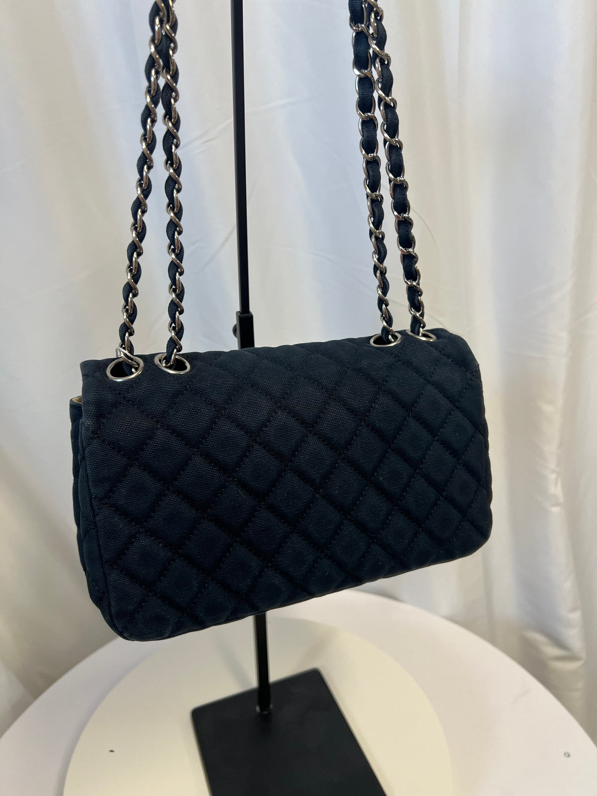 Chanel Cruise Canvas Flap Shoulder Bag in Navy
