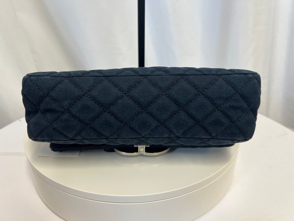 Chanel Cruise Canvas Flap Shoulder Bag in Navy
