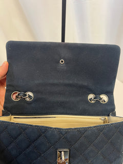 Chanel Cruise Canvas Flap Shoulder Bag in Navy