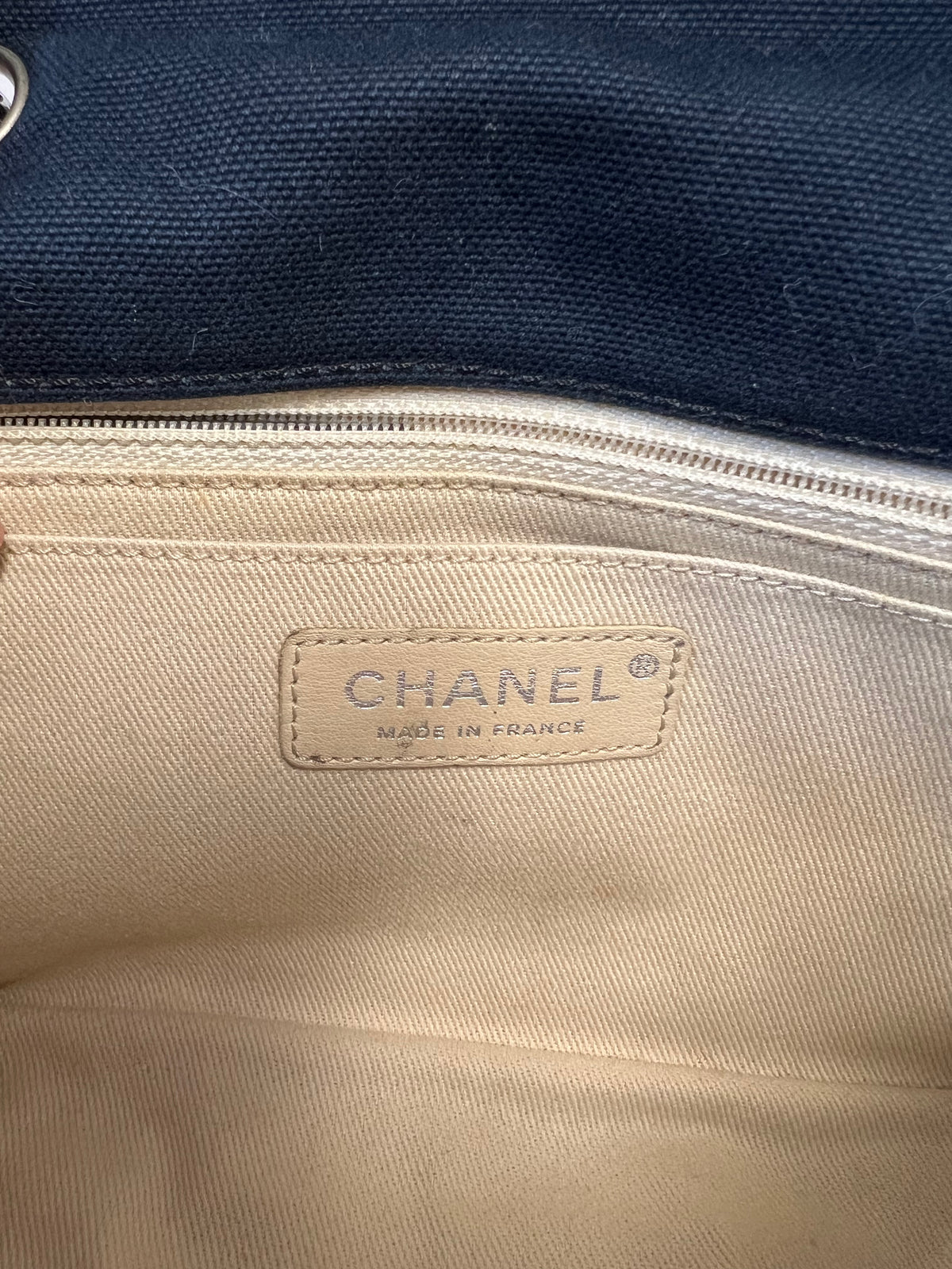 Chanel Cruise Canvas Flap Shoulder Bag in Navy