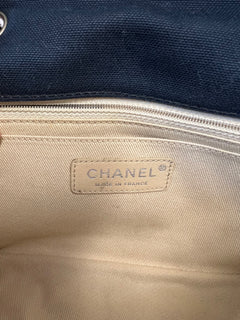 Chanel Cruise Canvas Flap Shoulder Bag in Navy