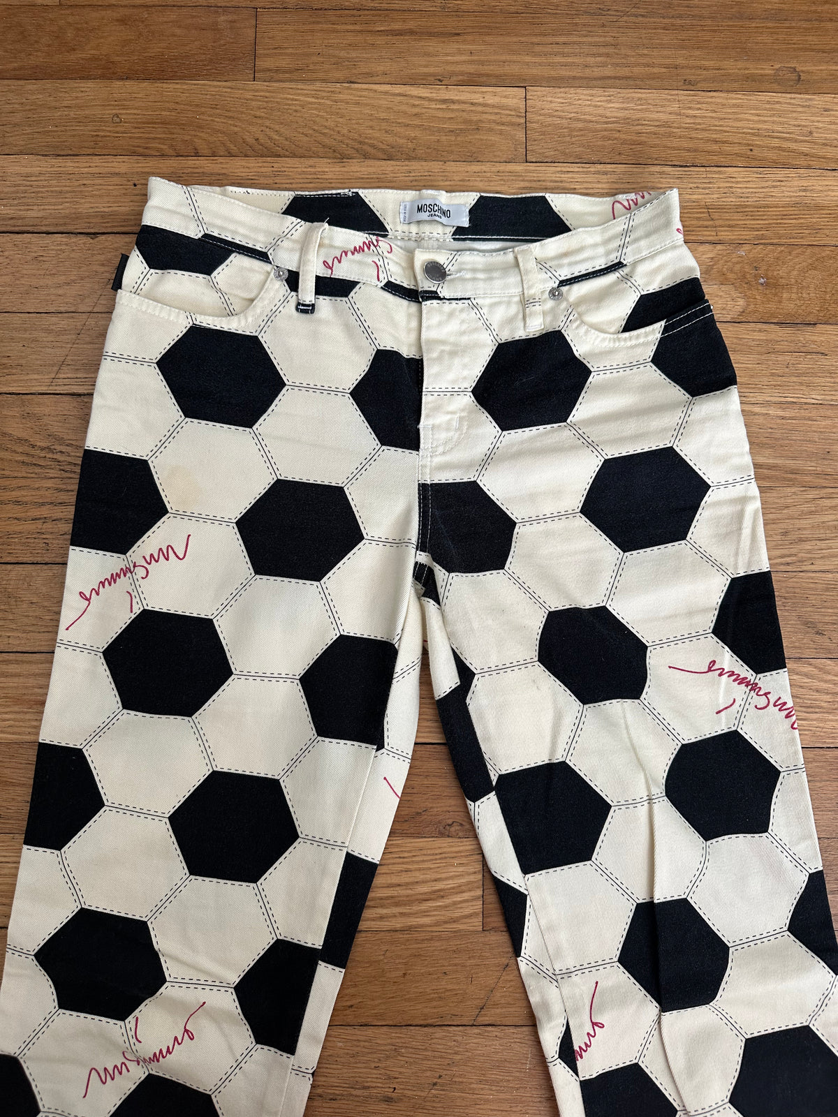 Rare Vintage 1990s Moschino Jeans Soccer Ball Print Pants