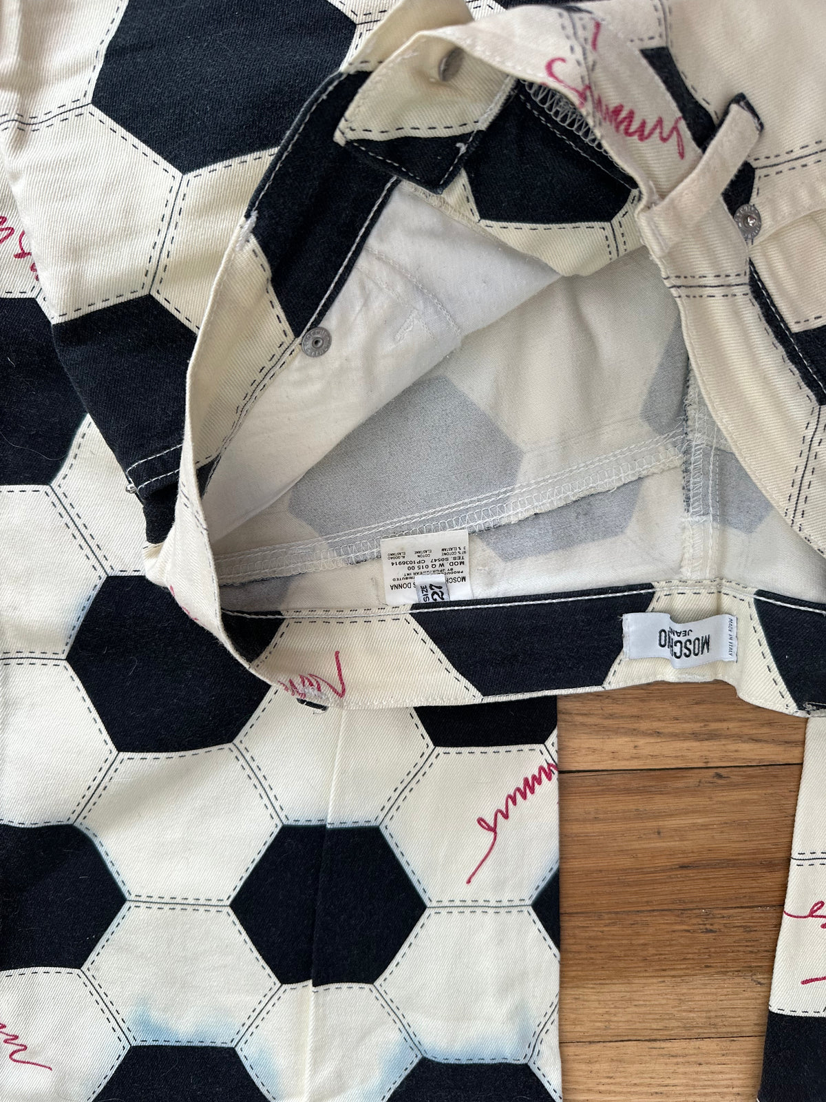 Rare Vintage 1990s Moschino Jeans Soccer Ball Print Pants
