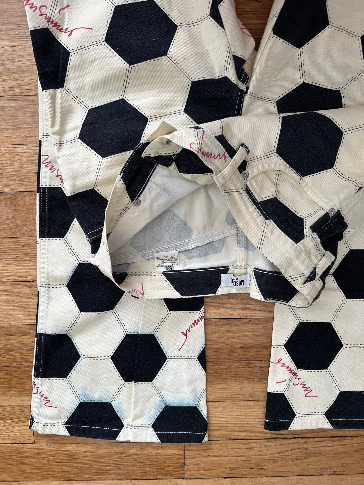 Rare Vintage 1990s Moschino Jeans Soccer Ball Print Pants