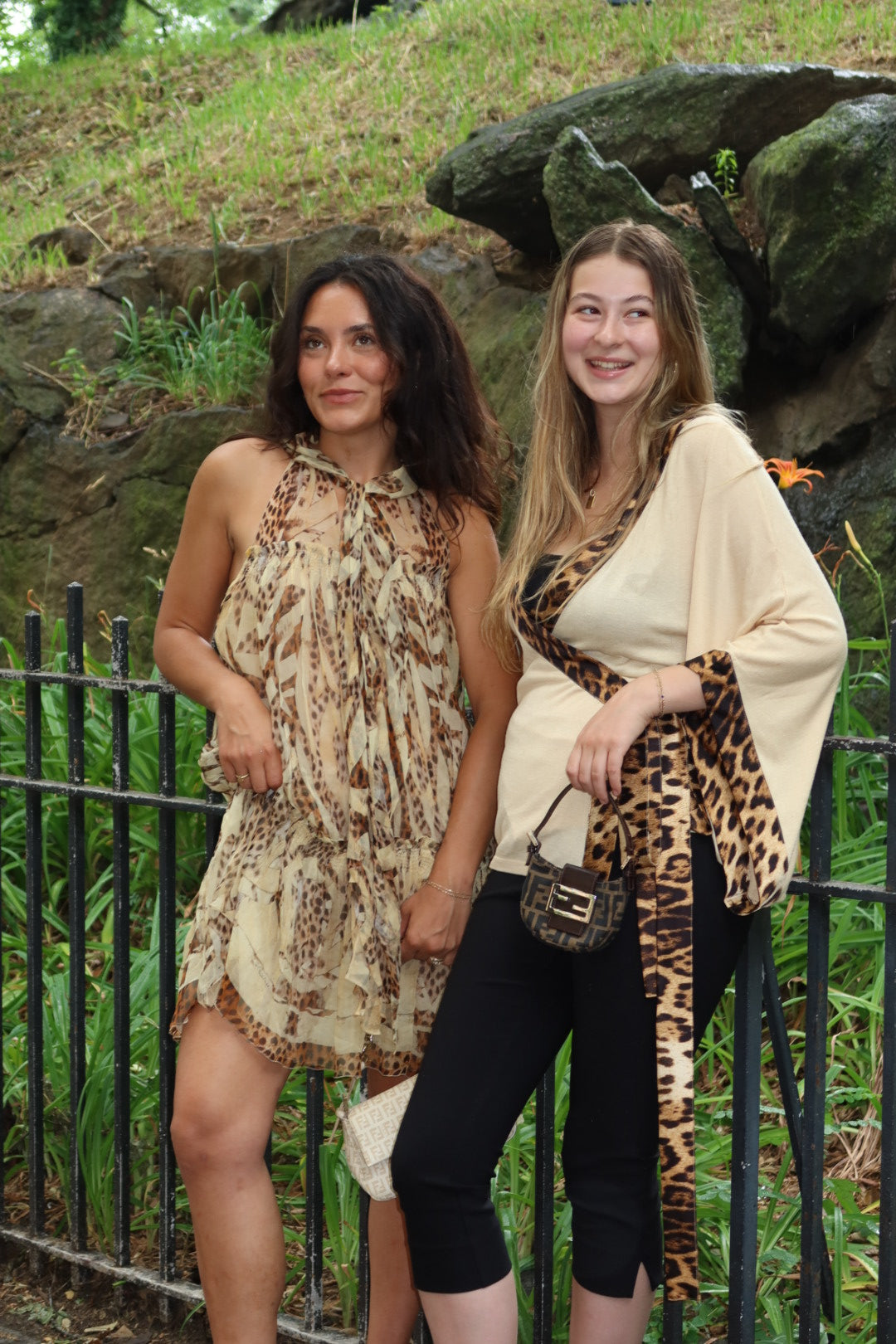 Roberto Cavalli Cream Knit Leopard Silk Wrap Top Mid-2000s - IT 40