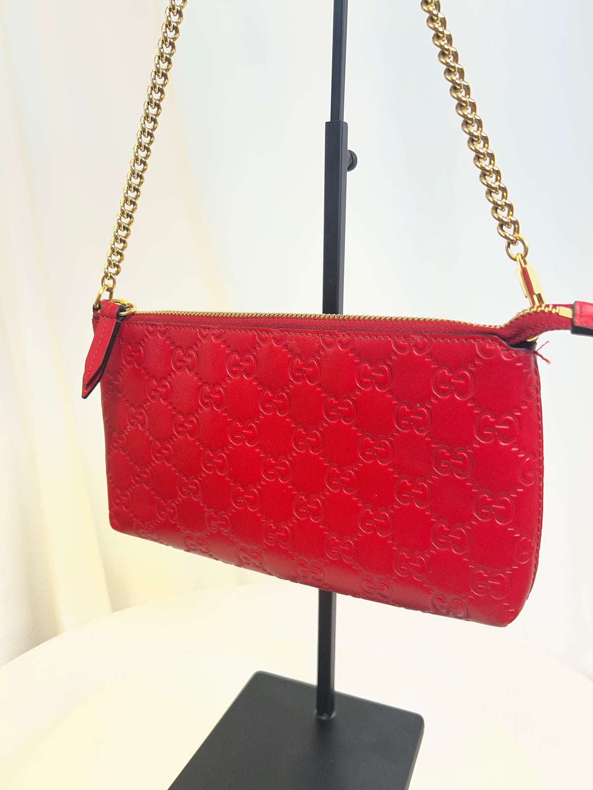 Gucci Red GG Chain Shoulder Bag