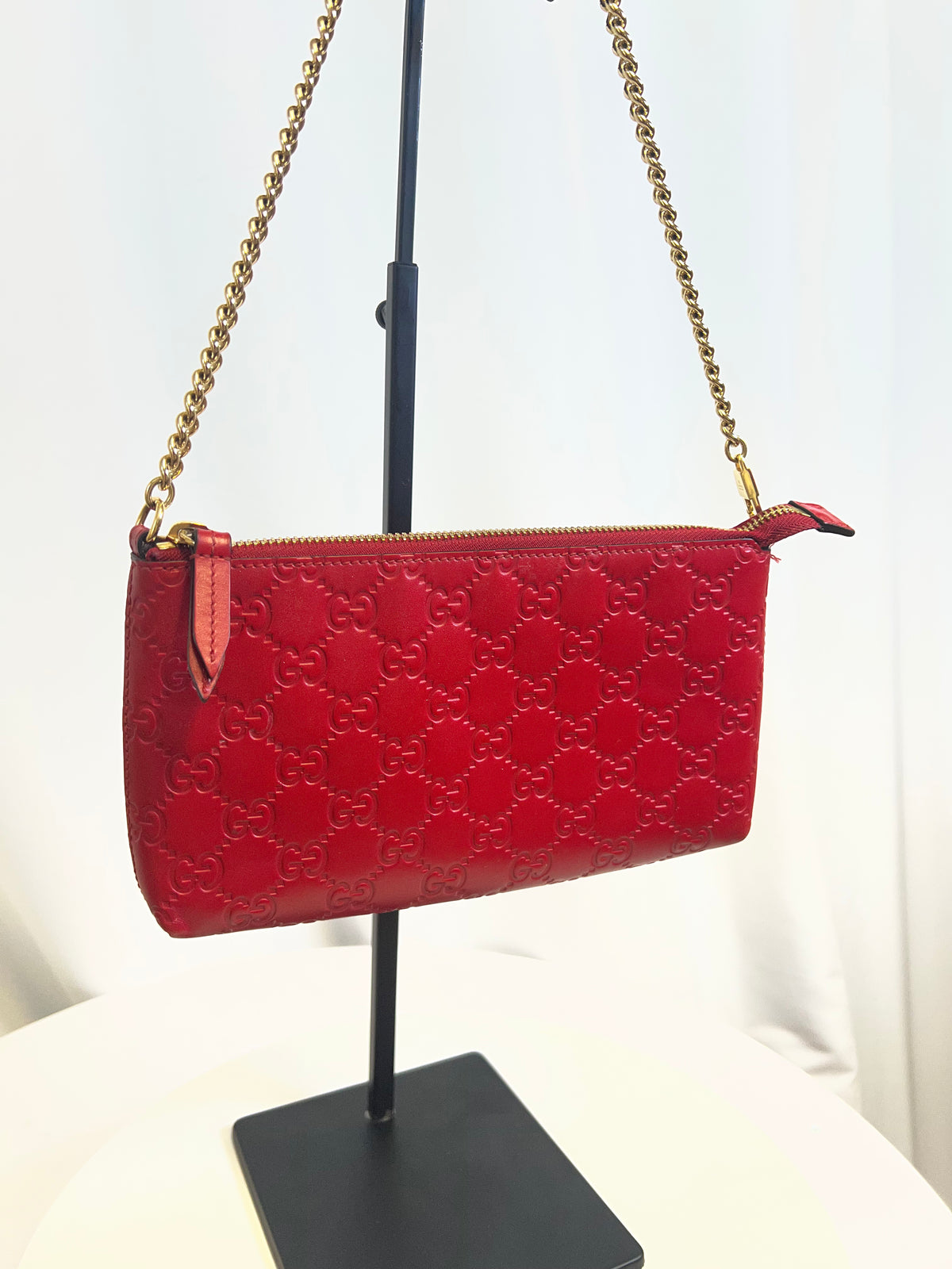 Gucci Red GG Chain Shoulder Bag