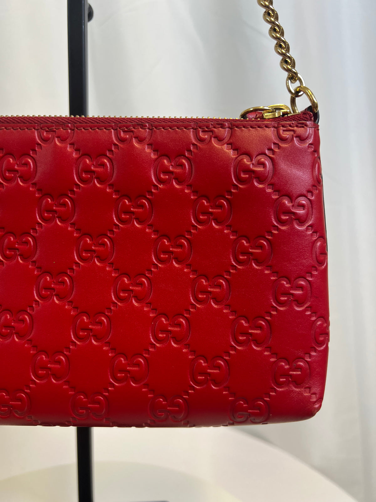 Gucci Red GG Chain Shoulder Bag