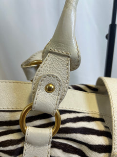 Valentino Zebra Pony Hair & White Leather Shoulder Bag c. 2005