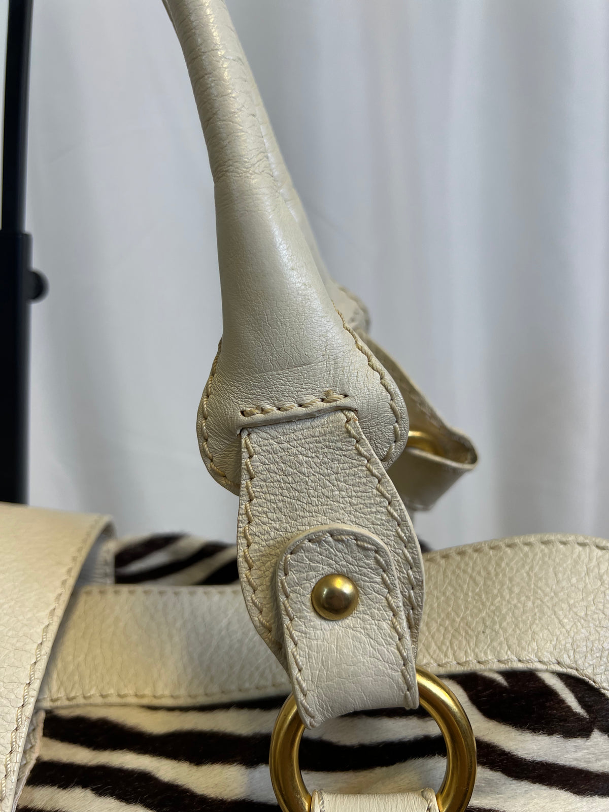 Valentino Zebra Pony Hair & White Leather Shoulder Bag c. 2005
