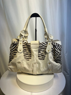 Valentino Zebra Pony Hair & White Leather Shoulder Bag c. 2005
