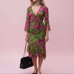 Vintage Nicole Miller Silk Tropical Print Set Y2K - Size 0