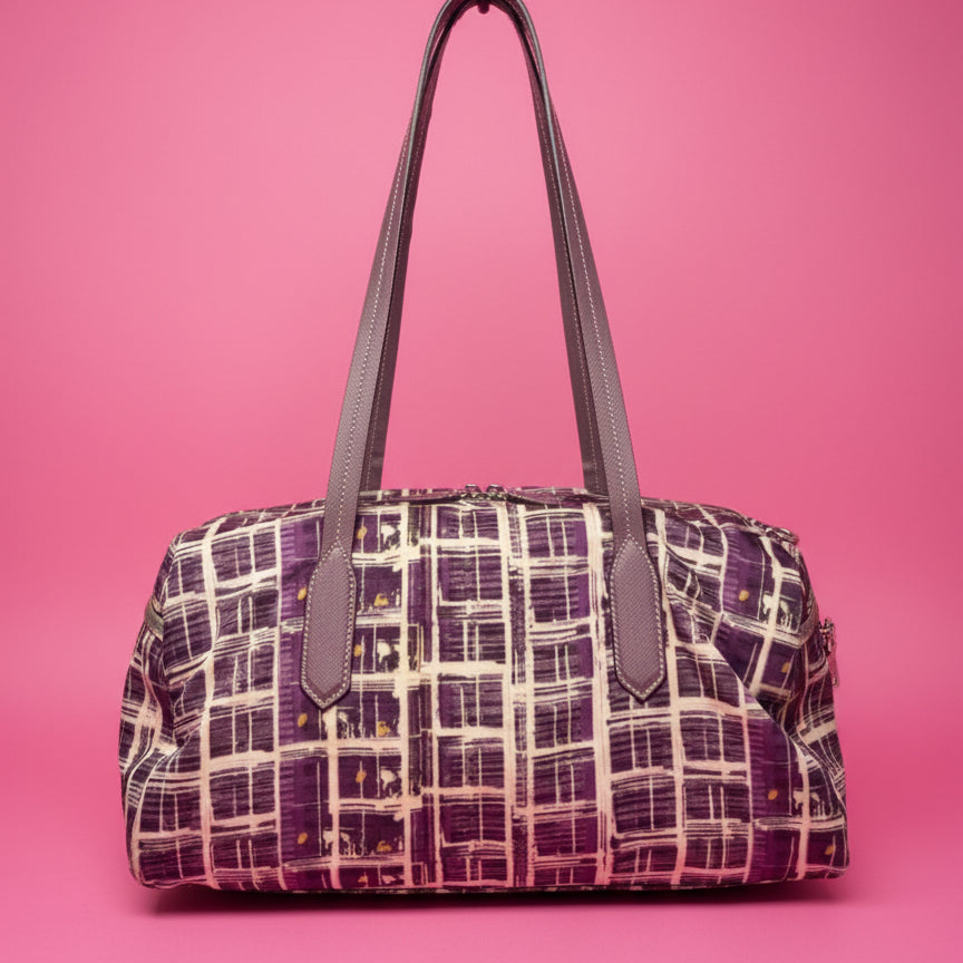 Prada Purple Saffiano-Trimmed Tessuto Stampato Bauletto