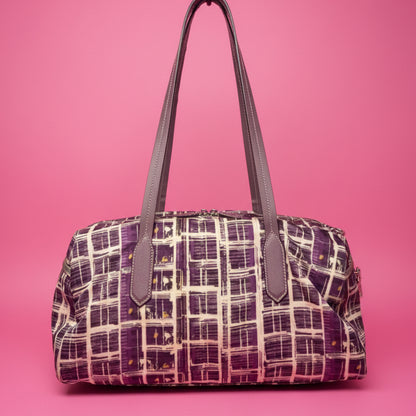 Prada Purple Saffiano-Trimmed Tessuto Stampato Bauletto