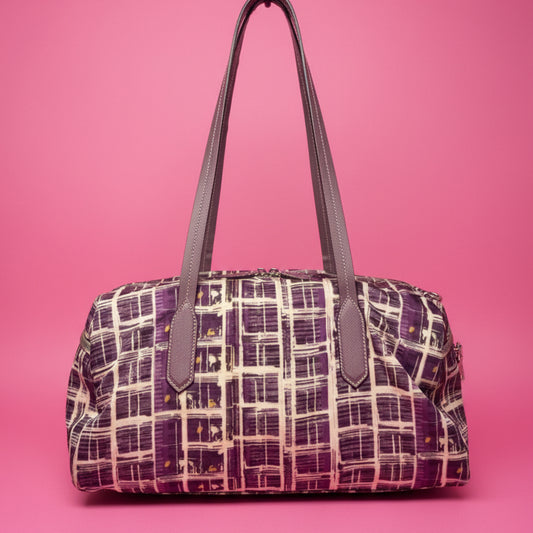 Prada Purple Saffiano-Trimmed Tessuto Stampato Bauletto