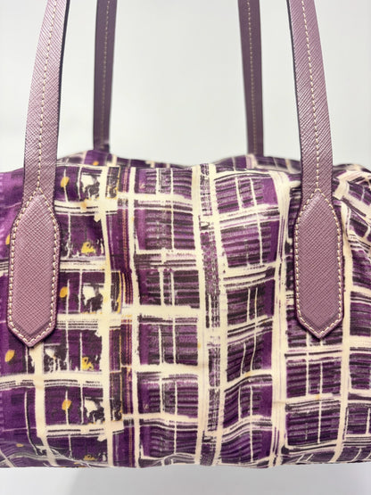Prada Purple Saffiano-Trimmed Tessuto Stampato Bauletto