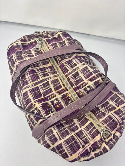 Prada Purple Saffiano-Trimmed Tessuto Stampato Bauletto