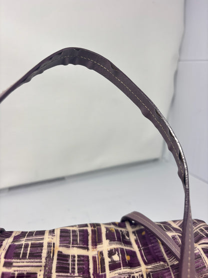 Prada Purple Saffiano-Trimmed Tessuto Stampato Bauletto