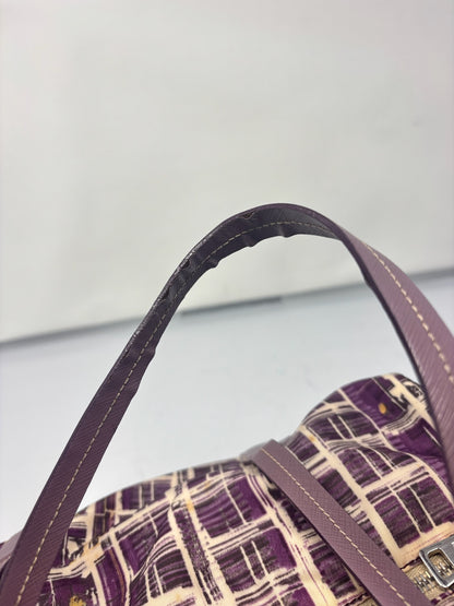 Prada Purple Saffiano-Trimmed Tessuto Stampato Bauletto