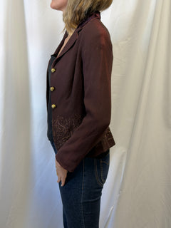 Vintage Caché Burgundy Embroidered Blazer