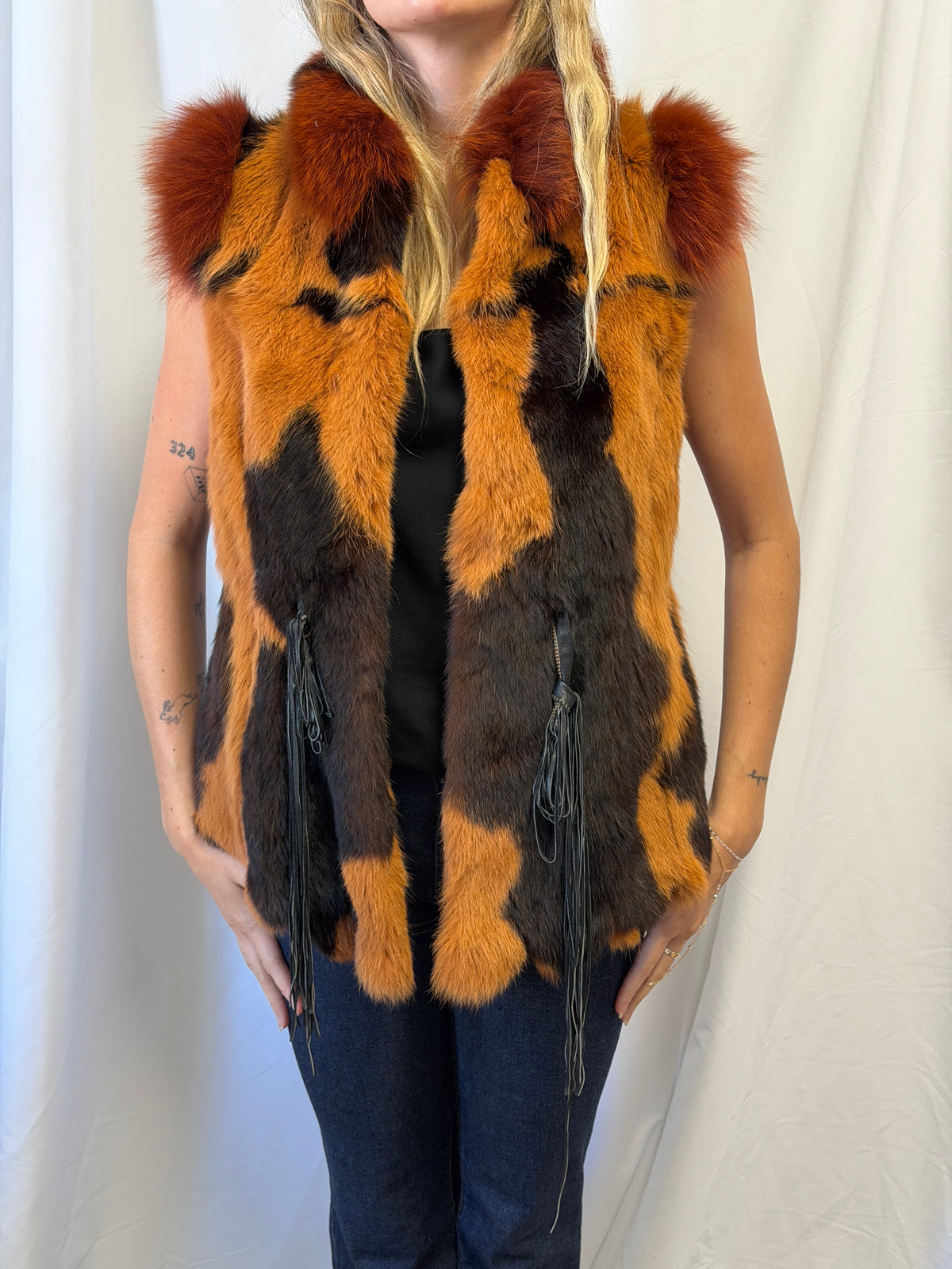 Vintage Multicolor Real Fur Vest