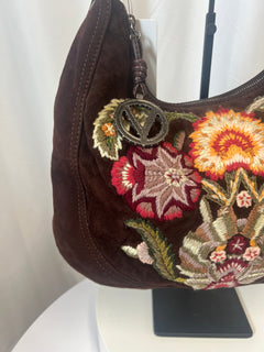 Valentino Garavani Embroidered Suede Shoulder Bag