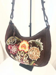 Valentino Garavani Embroidered Suede Shoulder Bag