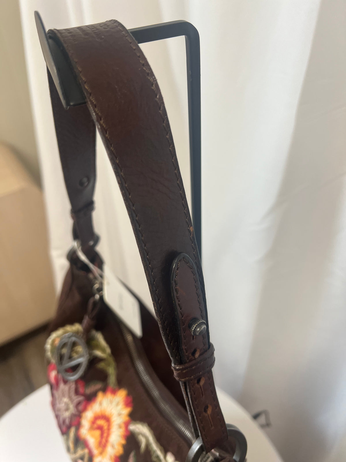 Valentino Garavani Embroidered Suede Shoulder Bag