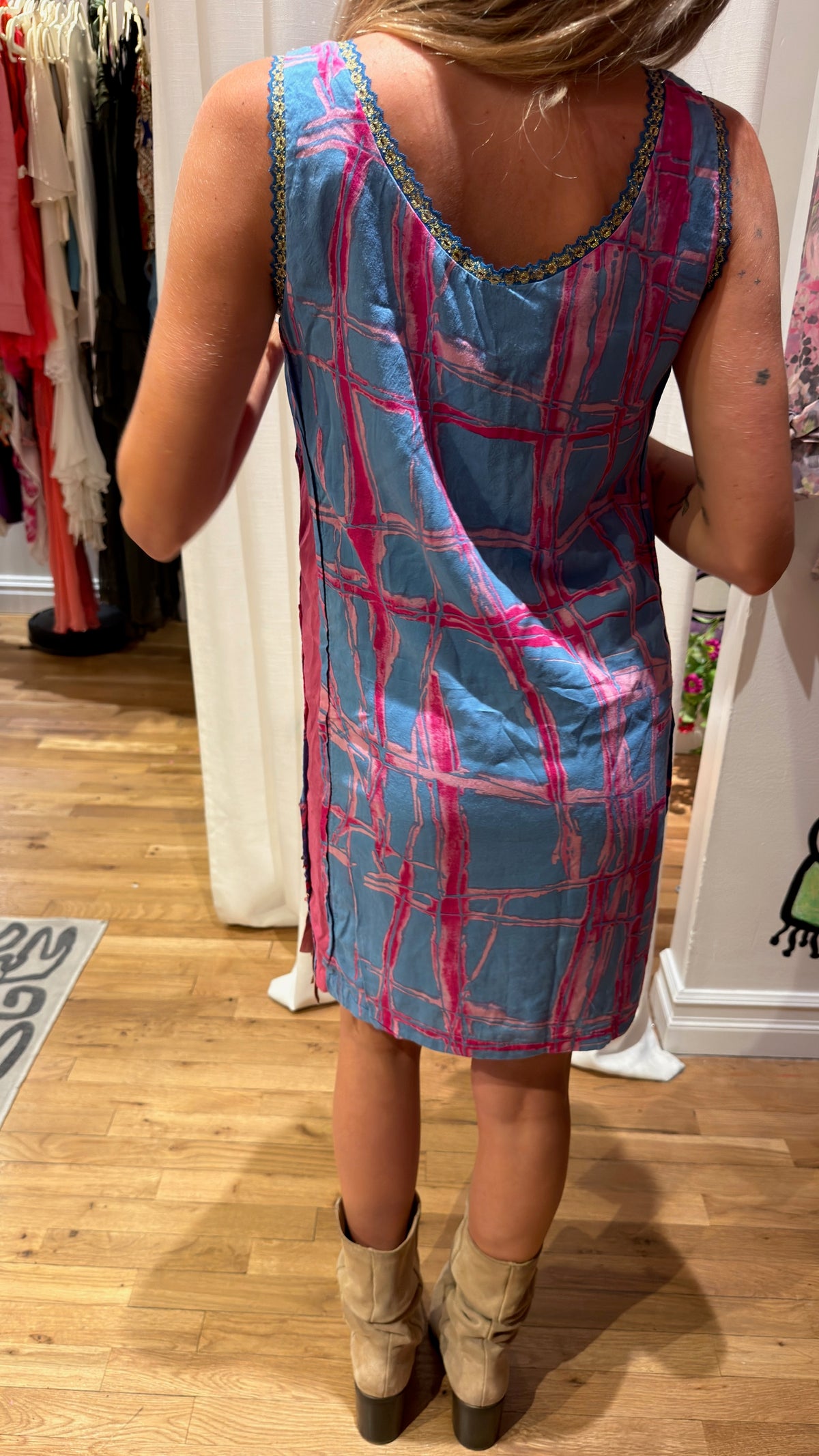Custo Barcelona Y2K Sequin Fringe Printed Mini Dress