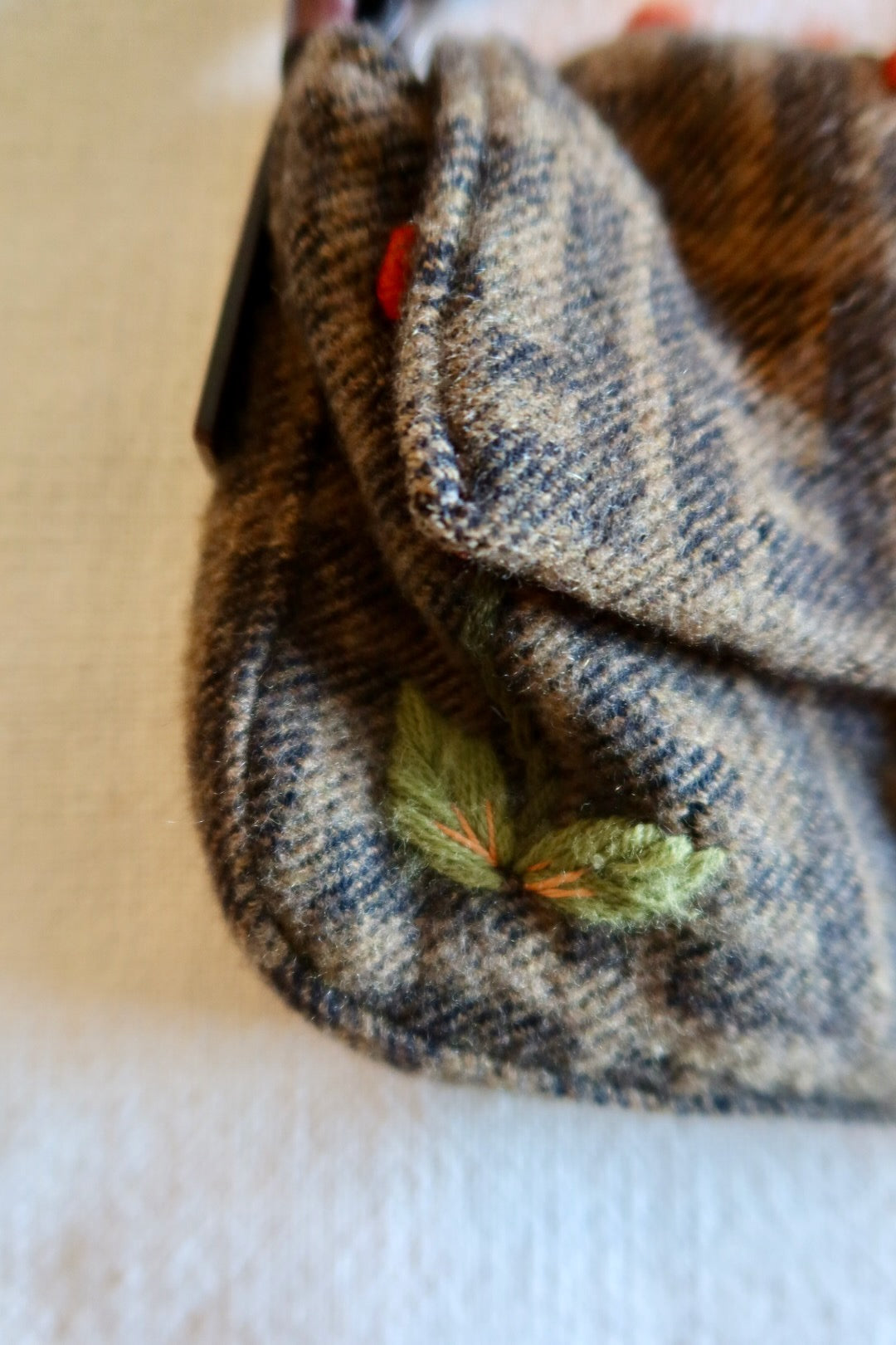 FENDI Baguette Zucca Wool Flower Embroidered