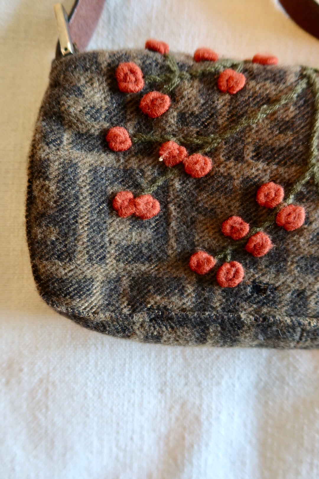 FENDI Baguette Zucca Wool Flower Embroidered