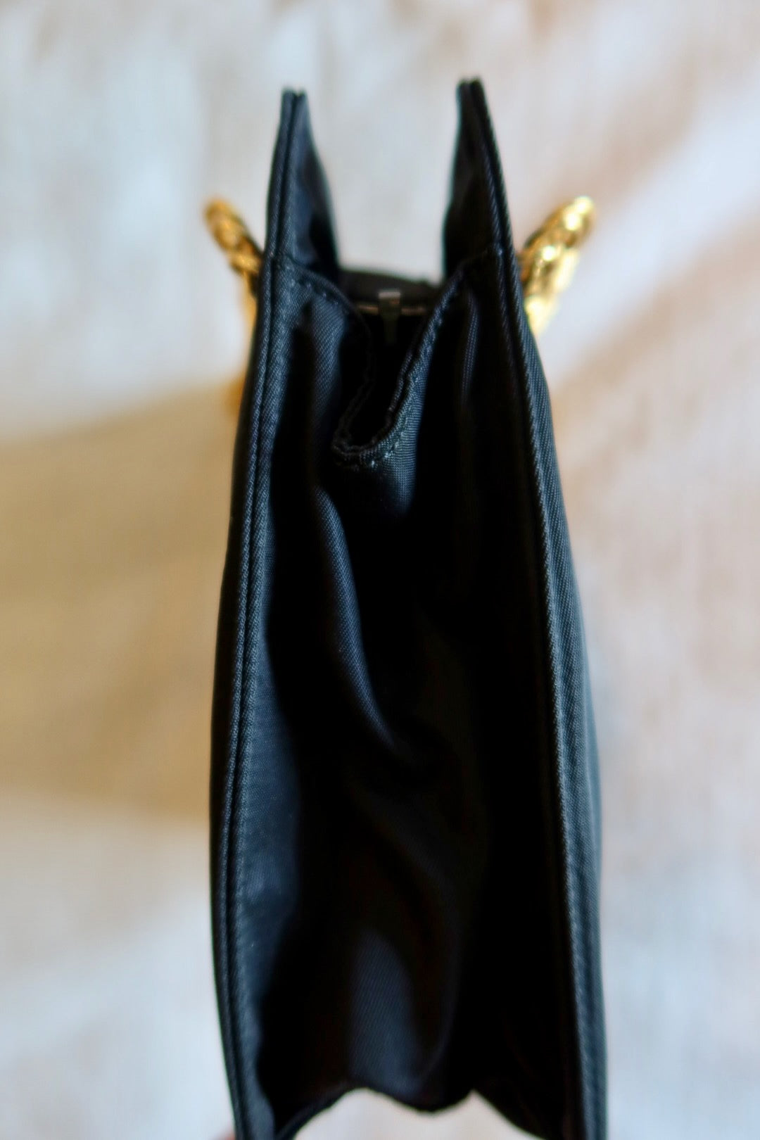Prada Black Nylon Gold Chain Handbag