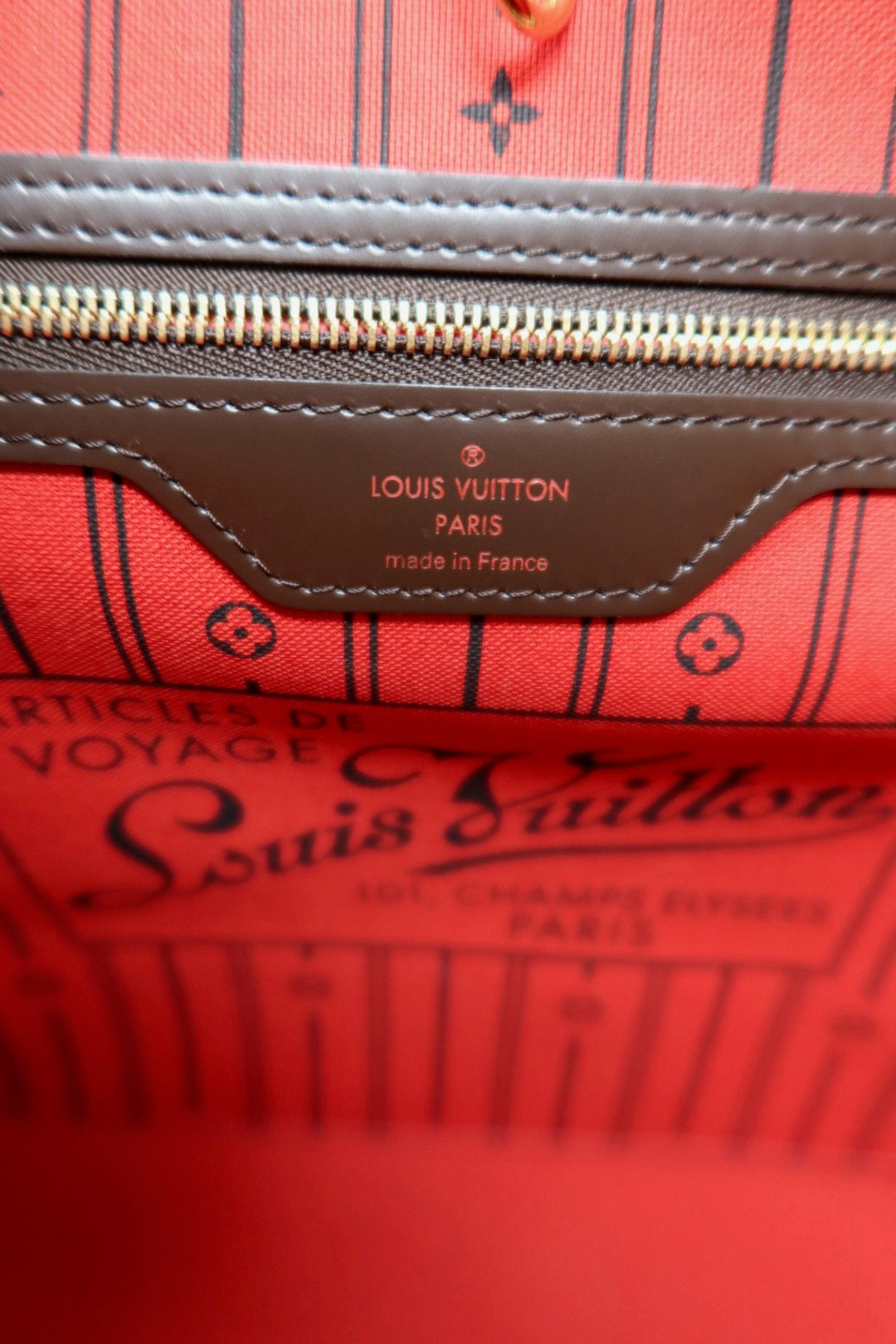 Louis Vuitton Damier Ebene Neverfull Tote Bag