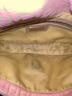 Fendi Pink Monogram Canvas Baguette Shoulder Bag Pink / Beige