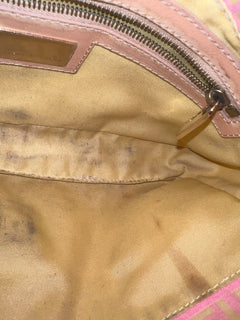 Fendi Pink Monogram Canvas Baguette Shoulder Bag Pink / Beige