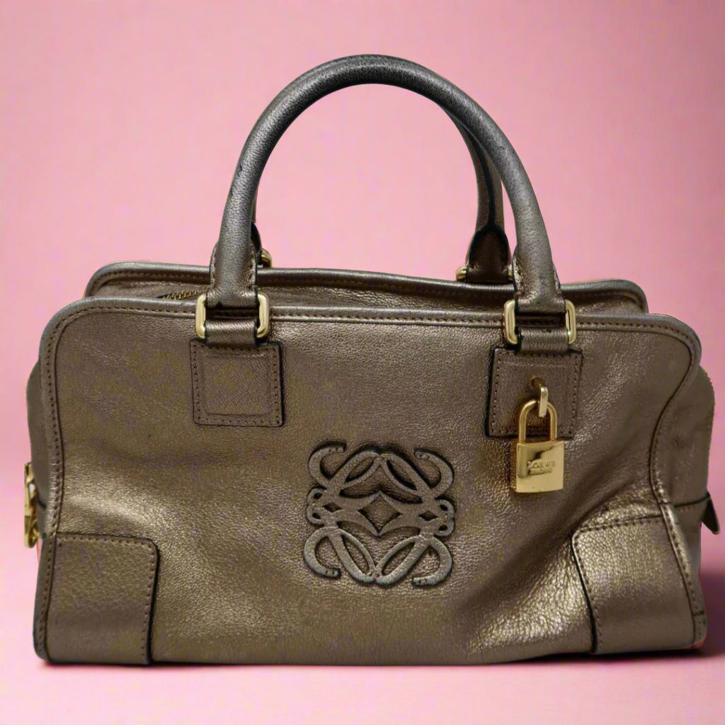 Loewe Anagram Leather Amazona Silver Bag
