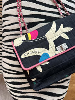 Chanel Chocolate Bar Multipocket Flap Bag – Printed Quilted Canvas Medium