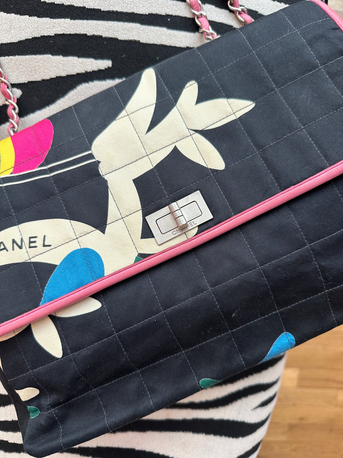 Chanel Chocolate Bar Multipocket Flap Bag – Printed Quilted Canvas Medium