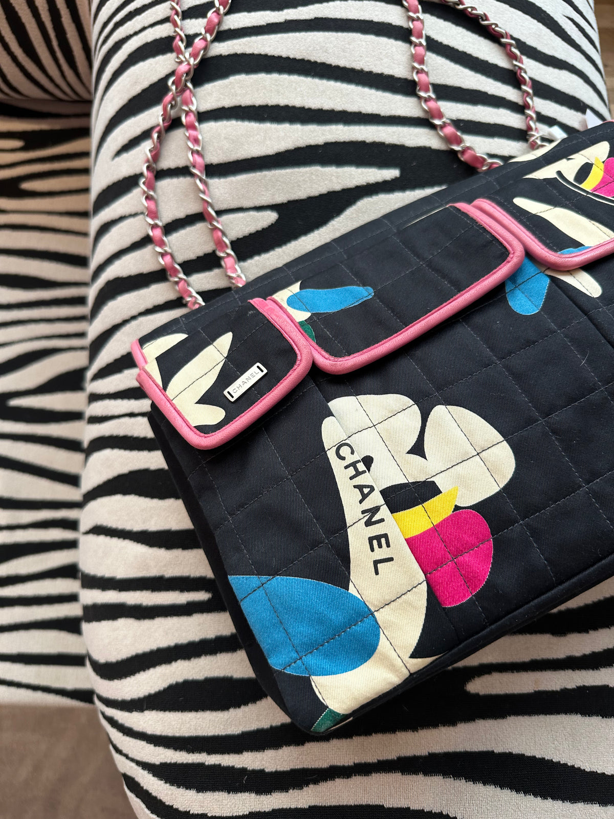 Chanel Chocolate Bar Multipocket Flap Bag – Printed Quilted Canvas Medium