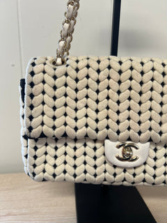 CHANEL Flap Bag Beige Woven Knit