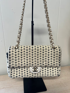CHANEL Flap Bag Beige Woven Knit