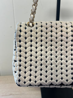 CHANEL Flap Bag Beige Woven Knit