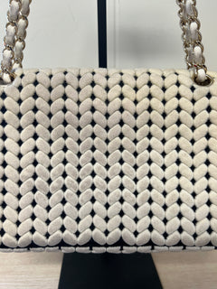 CHANEL Flap Bag Beige Woven Knit