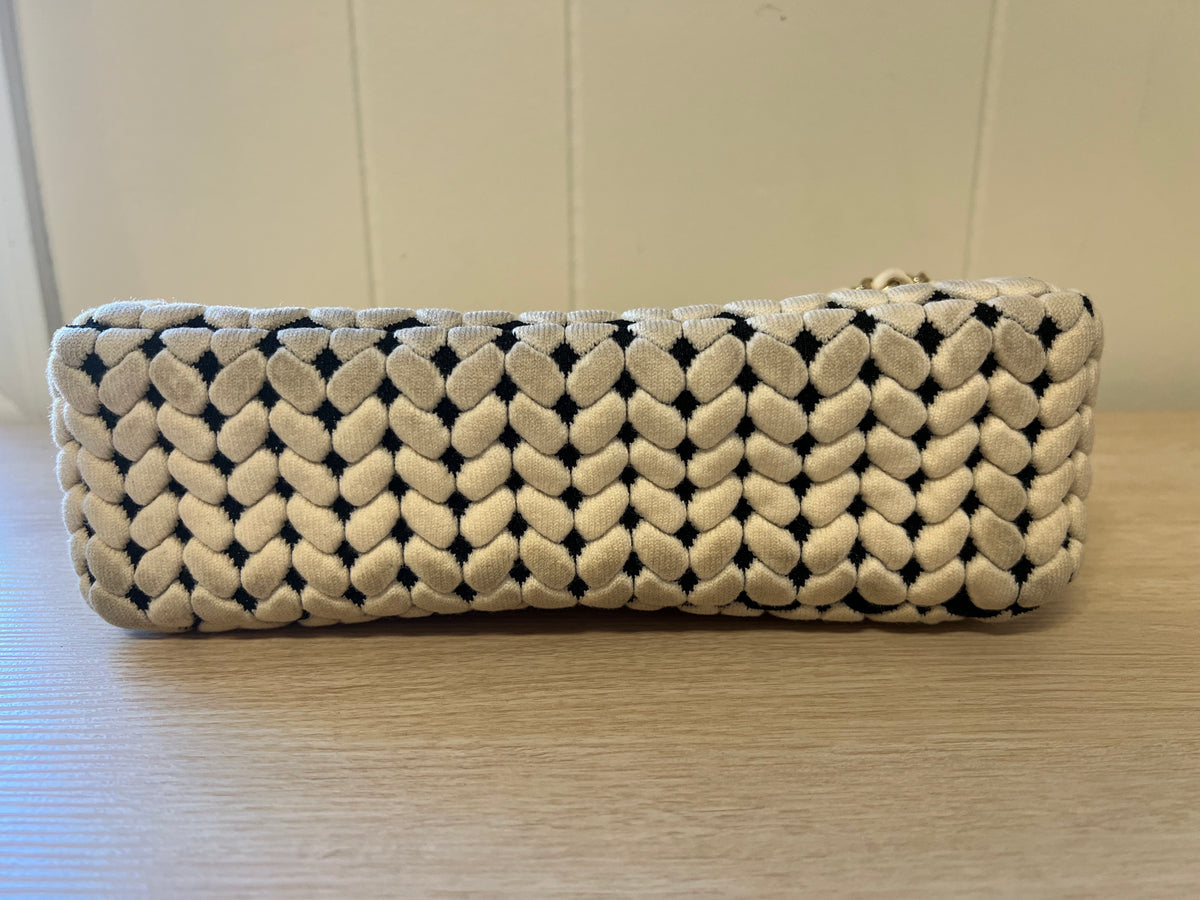 CHANEL Flap Bag Beige Woven Knit
