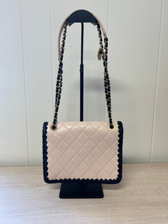 CHANEL Light Pink Lambskin & Black Whipstitch