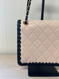 CHANEL Light Pink Lambskin & Black Whipstitch
