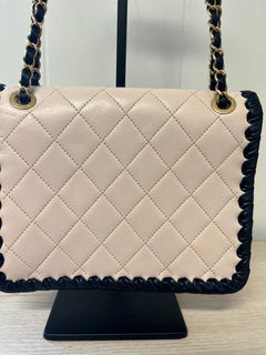 CHANEL Light Pink Lambskin & Black Whipstitch
