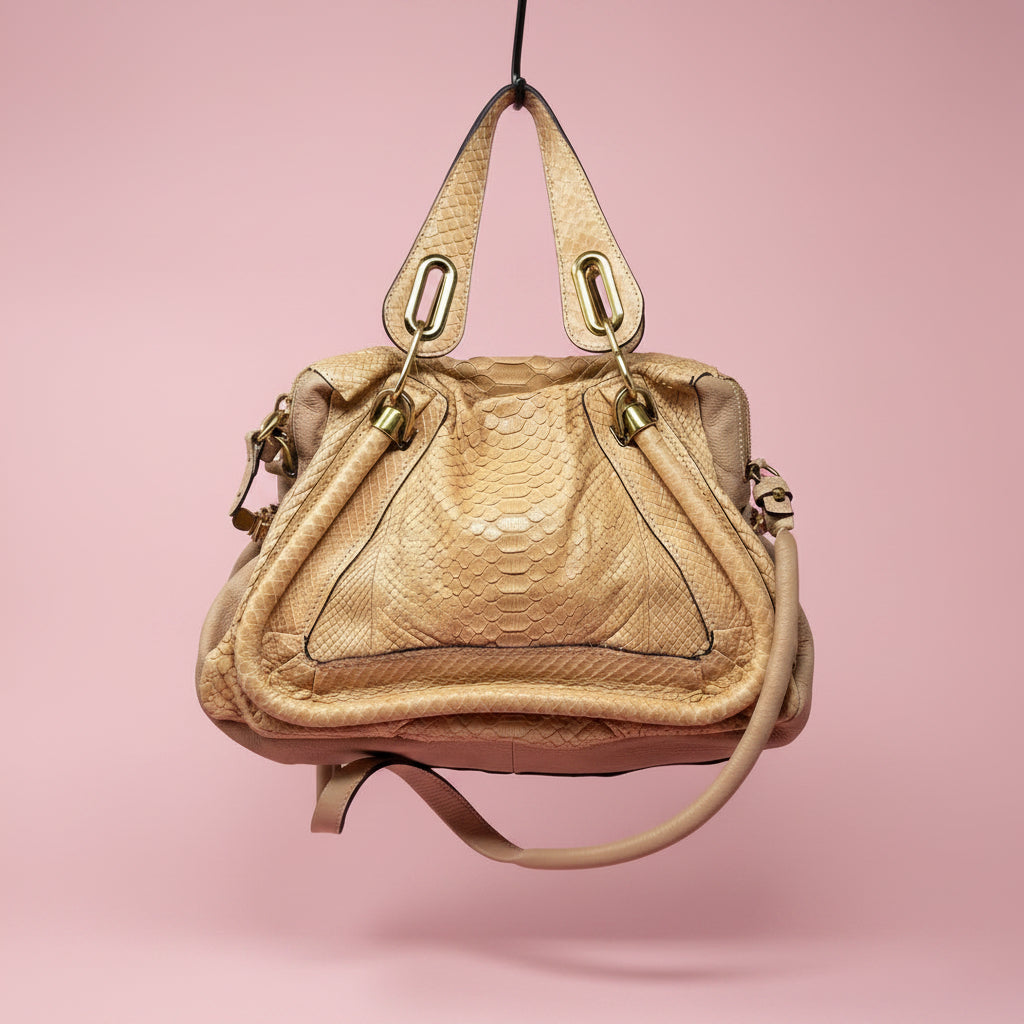 Chloe Paraty Beige Python with Shoulder Strap
