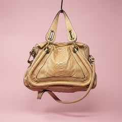 Chloe Paraty Beige Python with Shoulder Strap