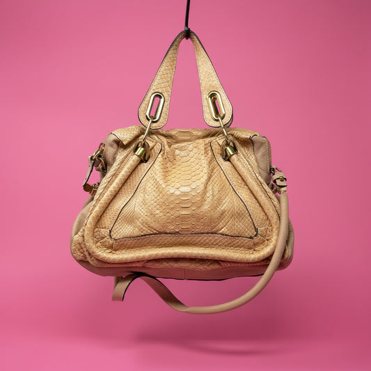 Chloe Paraty Beige Python with Shoulder Strap